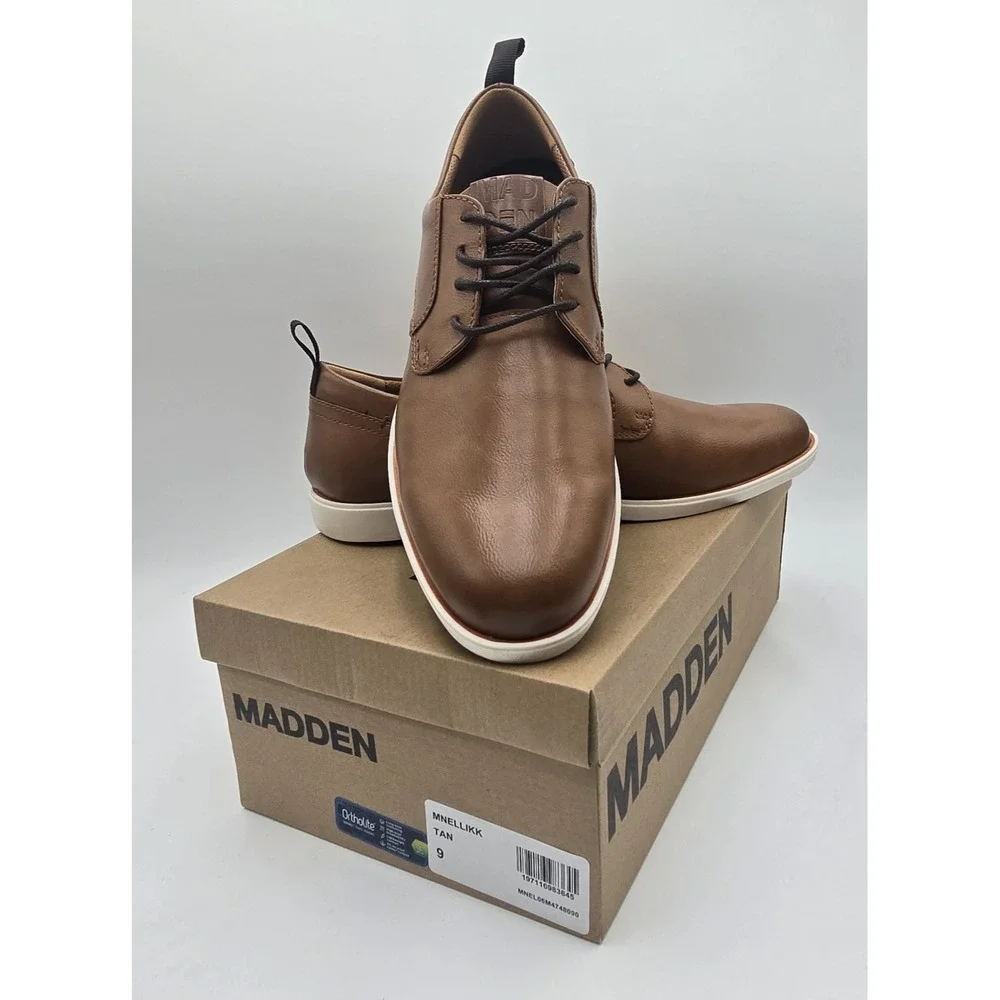 Steve Madden Men's Brown Tan Oxford Ortholite Career Business Formal Casual 9